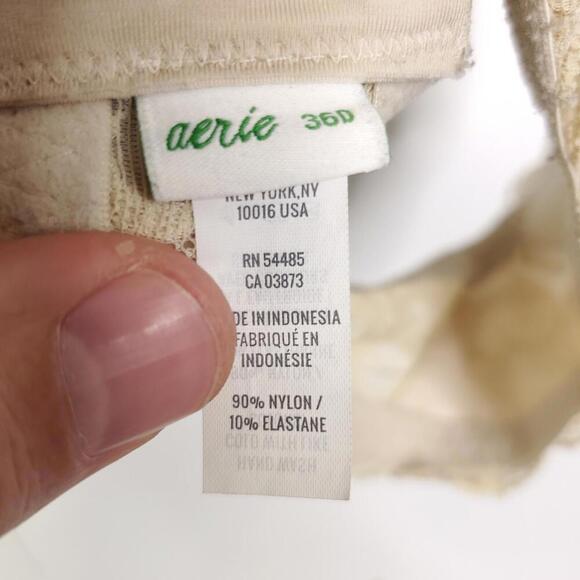 Aerie Bra Womens 36B Lace Bralette Padded Cups Strappy Crossed Back Cream - Picture 6 of 13